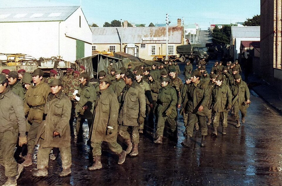 Argentine prisoners of war in Port Stanley after the 1982 Falklands War