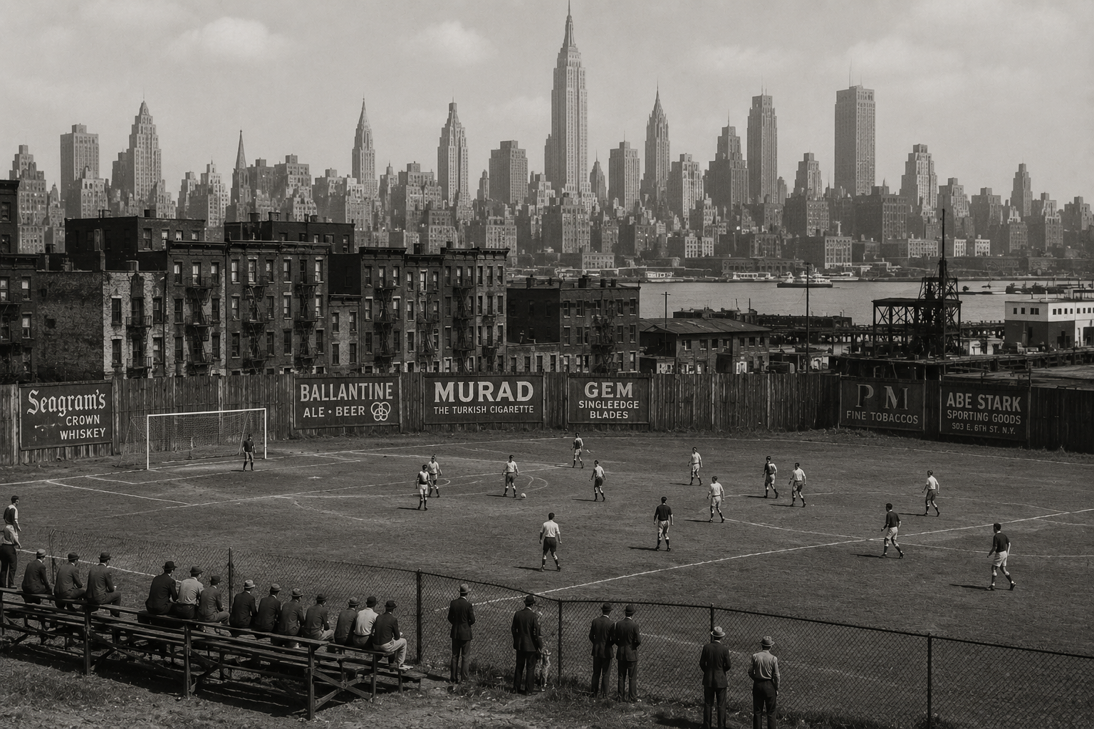 Football in New York – Late 1940s Artistic recreation of a football match in New York during the late 1940s